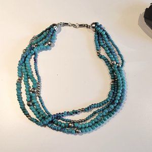 Four strands, ocean-blue necklace